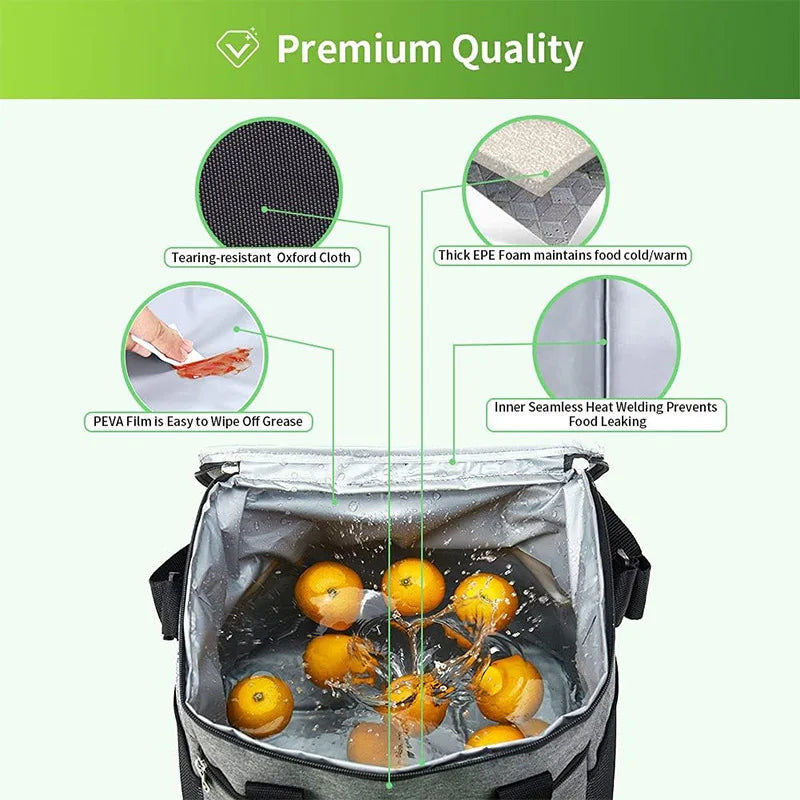 Large Capacity Tote Bento Insulated Lunch Bag Picnic Food Lunch Box Storage Ice Cooler Thermal Bag Portable Fridge Thermal Bag