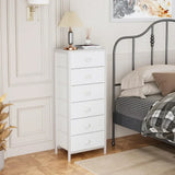 Furnulem White Dresser, Tall Storage Tower Standing Organizer with 6 Drawers for Bedroom, Office, Dorm, Living Room,