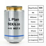 Long Working Distance Infinity Plan Objective Lens 2.5X 5X 10X 20X 50X 100X Metallurgical Microscope Accessory Parts Lens