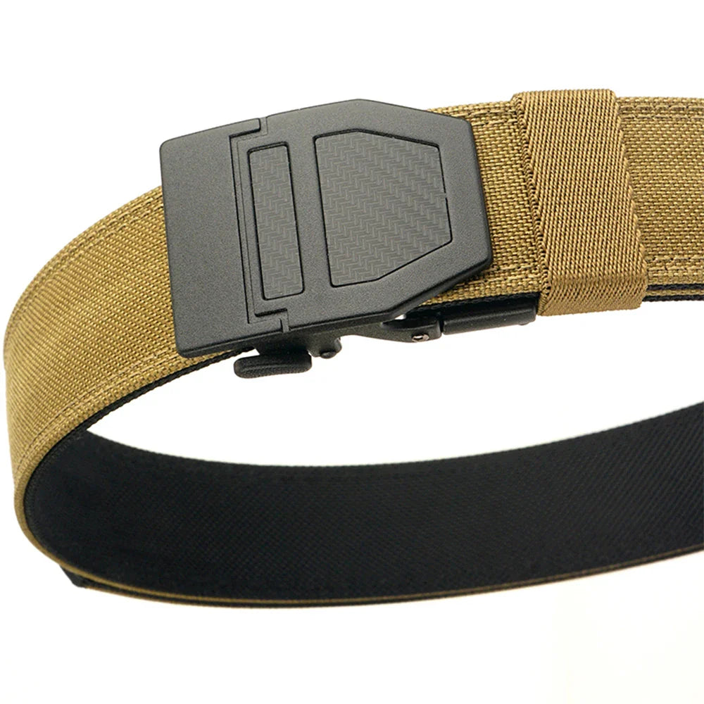 TUSHI New Hard Tactical Belt for Men Metal Automatic Buckle IPSC Gun Belt 1100D Nylon Military Belt Outdoor Sports Girdle Male