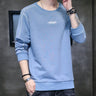 New Autumn Fashion Trend Solid Color Round Neck Letter Panel Long Sleeve Simple Casual Men's Loose and Comfortable Sweater