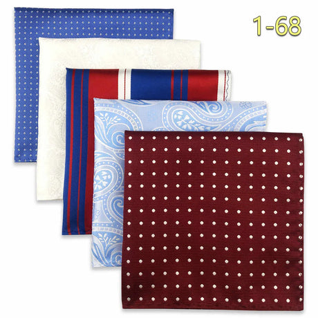 5 Pieces Assorted Mens Pocket Square Silk Handkerchief Set Colorful Large Accessories Gift Party