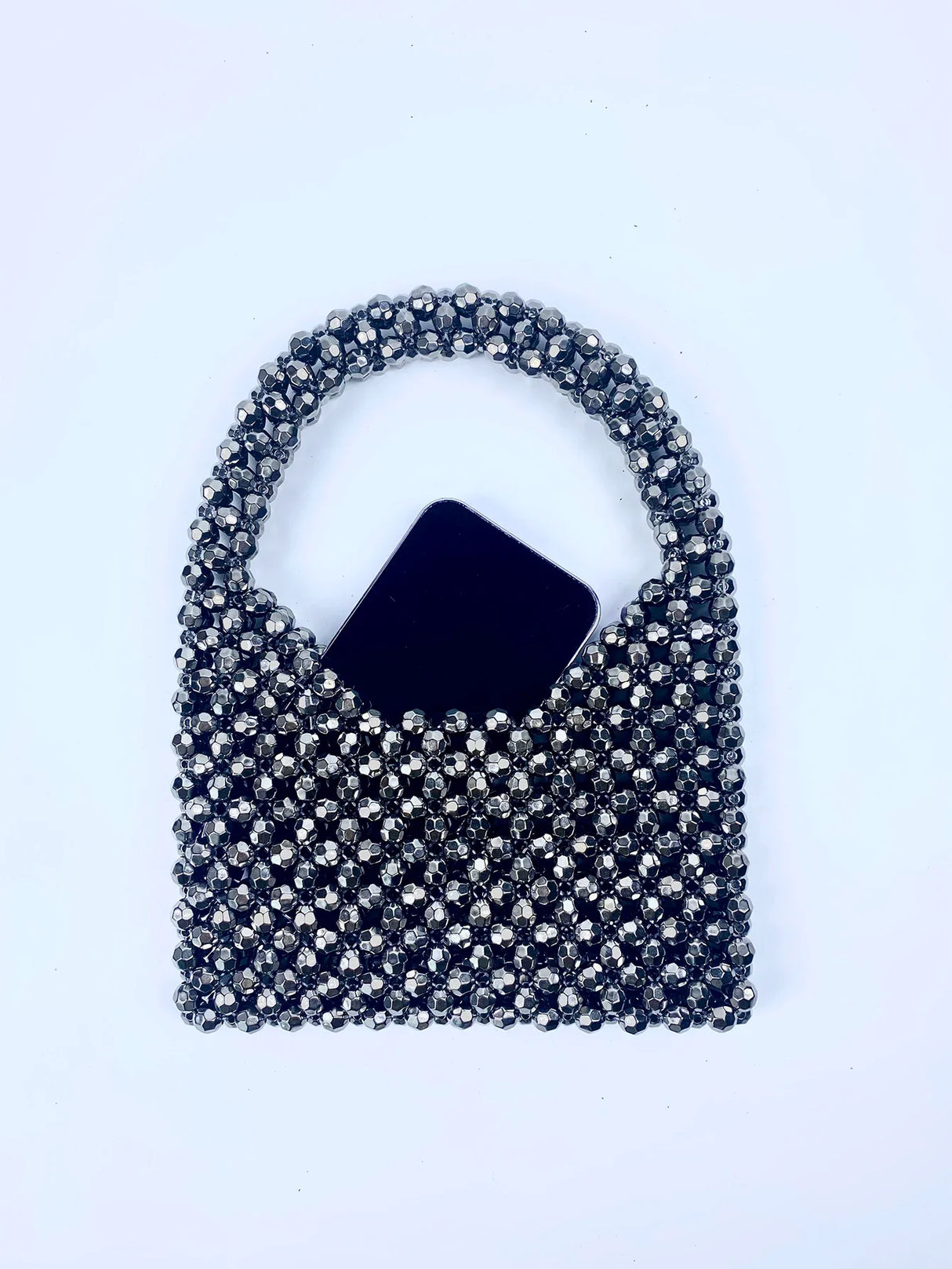 New dark gray corner bead beaded bag for girls French DIY homemade versatile niche design portable bucket woven bag