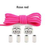 1Pair Round Elastic Laces Sneakers Lock Shoe Laces Without Ties Metal Buckle Laces Kids Adult No Tie Shoelaces Shoes Accessories