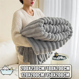 Winter Warm Blanket Skin-Friendly Bedspread Solid Striped Throw Blankets Sofa Air Conditioning Blanket For Bedroom