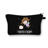 Cartoon Teeth and Tooth Fairy Print Cosmetic Case Women Makeup Organizer Dental Hygienist Girls Storage Bags Ladies Make Up Bag