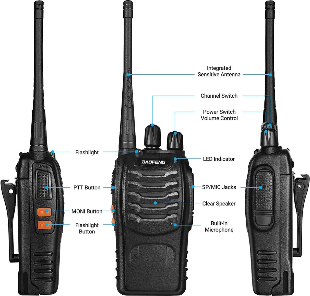 1/ 2PCS Baofeng BF-888S Walkie Talkie 888s UHF 5W 400-470MHz BF888s BF 888S H777 Long Range Two Way Radio For hunting hotel