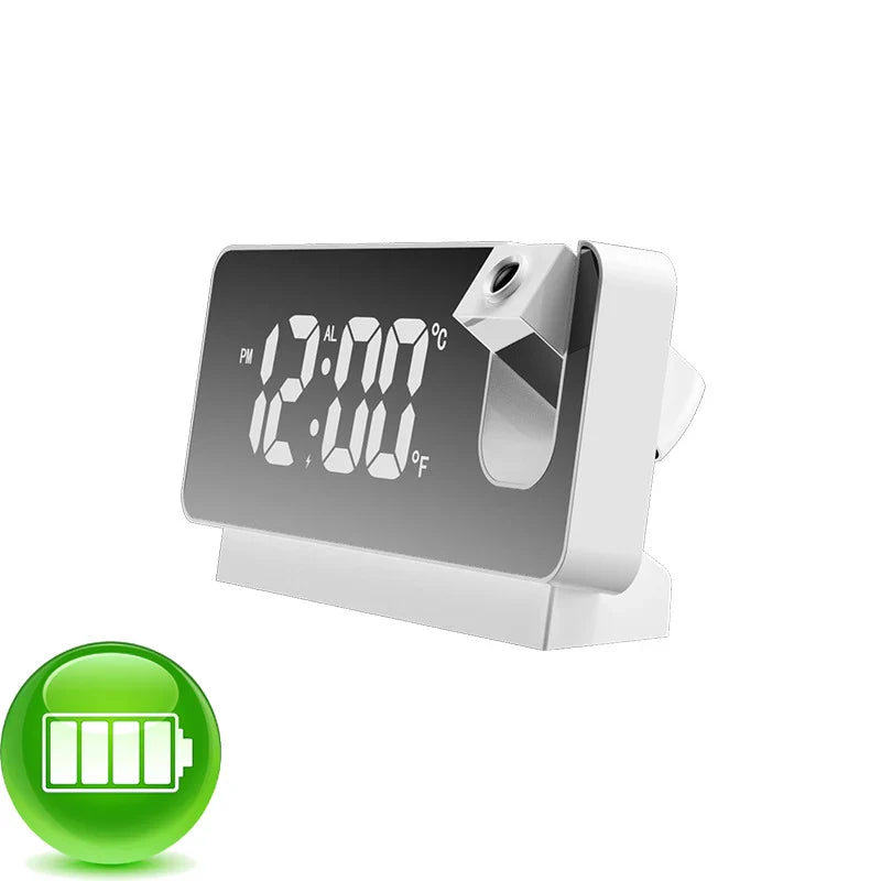 Projection Alarm Clock for Bedroom LED Digital Clock Projection on Ceiling Wall Rechargeable Time Temperature Display Snooze