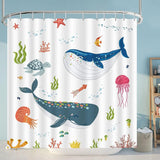 Colorful Tropical Fish Shower Curtains Ocean Animals Kids Bath Curtain Polyester Fabric Waterproof Bathroom Decor Set with Hooks