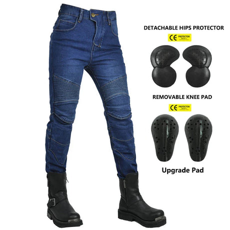 Motorcycle 2023 New Jeans Women Upgrade Silicone Protector Detachable Racing Road Rider Four Seasons Casual Fashion Moto Pants