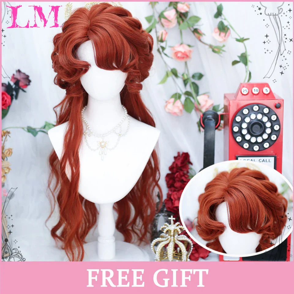 LM Cosplay Wig With Bangs Synthetic Straight Hair 24 Inch Long Heat-Resistant Pink Wig For Women