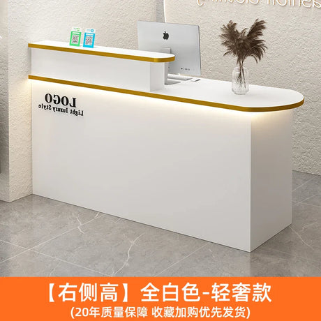 White Stylish Reception Desks Corner Light Bar Office Checkout Reception Desks Beauty Salon Mostrador Commercial Furniture