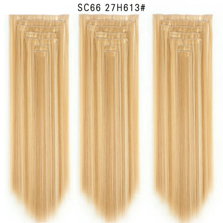 Set Hair Clip In Hair Extensions With Clips Hairpieces Synthetic Extension False/Fake Hair Blonde Eunice Hair Long Hair Pieces