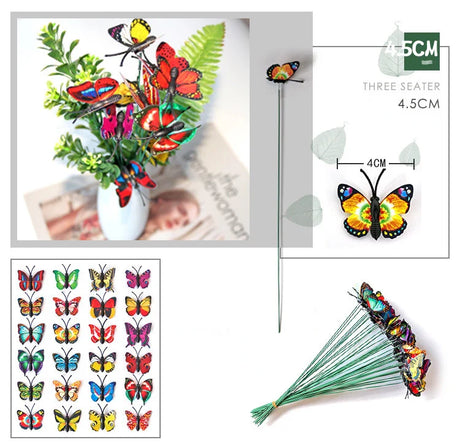 50Pcs/set Butterflies Garden Yard Planter Colorful Whimsical Butterfly Stakes Decoracion Outdoor Decor Flower Pots Decoration