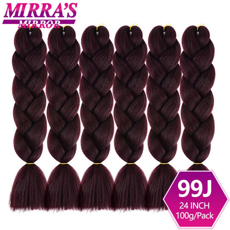 24inch Jumbo Braids Synthetic Hair For Box Braid Ombre Braiding Hair Extensions Three Tone Black Brown Blue Pink Mirra’s Mirror