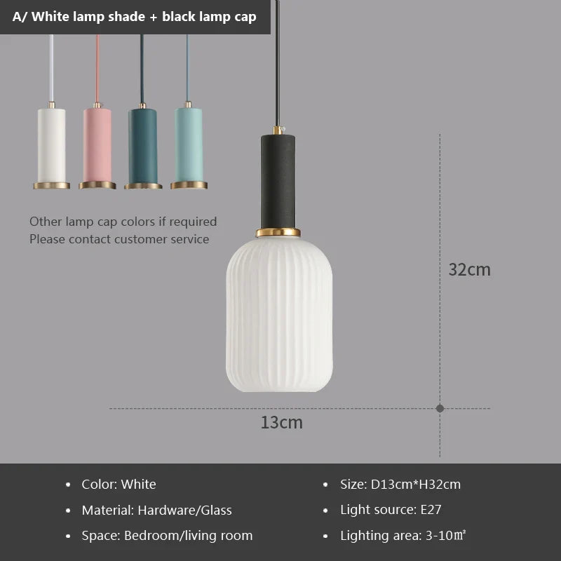 Nordic Retro restaurant colorfull Glass pendant lights Creative living room Lamp Simple bedside lamp LED E27 light