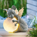 Resin Dragon Meditated Statue Courtyard Dragon Sculpture Dinosaur Shape Statue Outdoor Yard Garden Decoration Miniature Items