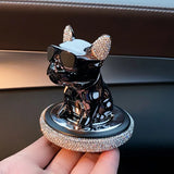 Car Ornament Metal Shake Head French Bulldog Diamond Fragrance Purified The Car Inside Air Condition Accessories Interior Woman