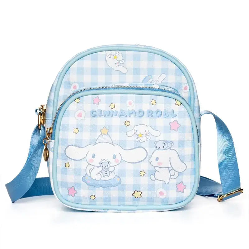 Sanrioed Cartoon Hello Kitty Melody Kulomi Messenger Bag Anime Cute Cat Casual Small Round Bag Kawaii Toy Girls Birthday Gift