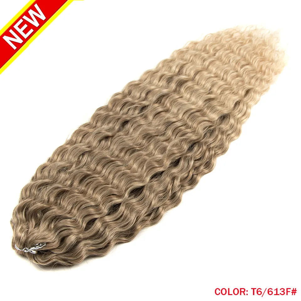 Ariel Curl Hair Water Wave Twist Crochet Hair Synthetic Braid Hair Ombre Blonde Pink 22 Inch Deep Wave Braiding Hair Extension