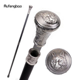 Wolf Head Totem Relief Walking Stick with Hidden Plate Self Defense Fashion Cane Plate Cosplay Crosier Stick 93cm