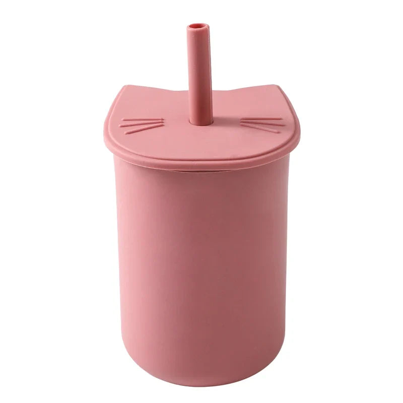 Let's Make Baby Feeding Straw Cup Baby Learning Feeding Bottles Anti-Hot Leakproof Safe Silicone Tableware Toddler Water Bottle