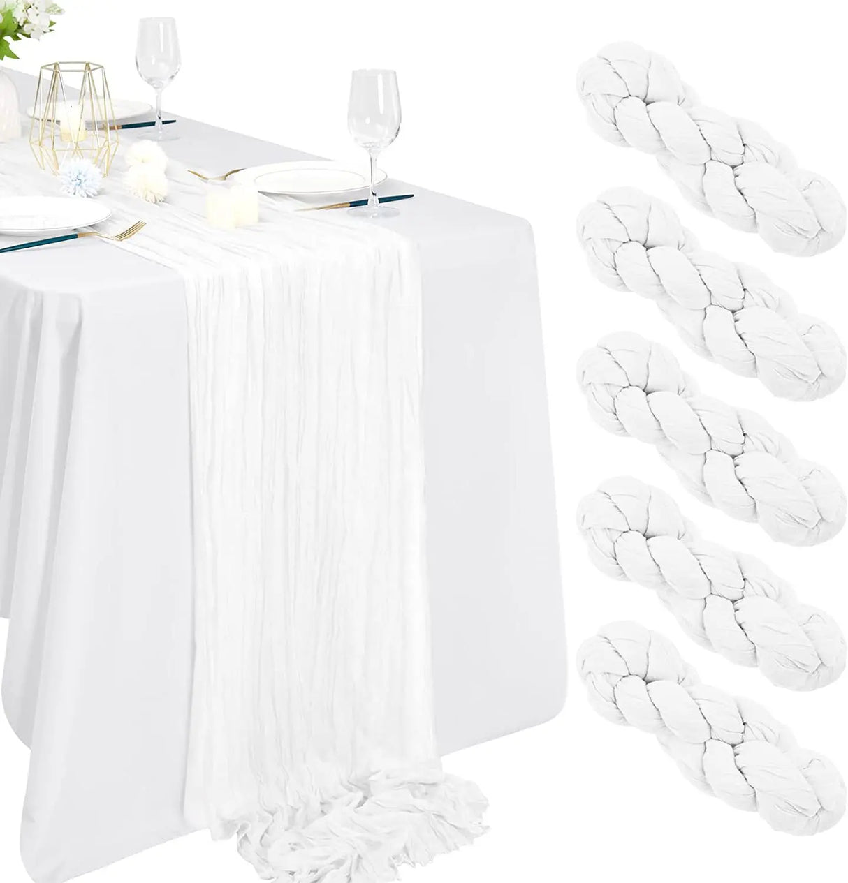 Crinkling Table runner gauze translucency doilies Holiday party wedding tablecloth 90x300cm twist Knit cloth table cover