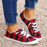 Women'S Plaid Canvas Shoes Lace Up Vulcanize Soft Ladies Autumn Loafers Athletic Running Flat Shoes Sneakers Zapatillas De Mujer