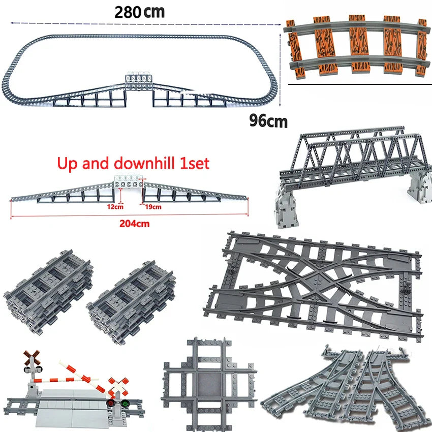 City Train Tracks Forked Flexible Railway Bridge Rail Viaduct Buliding Block Toy Straight Cruved Soft Track Bricks Leduo Gift