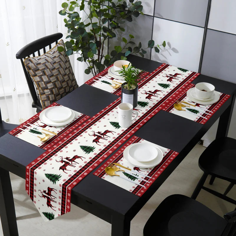 Christmas Snowman Santa Claus Table Runner Not Included Table Pad Wedding Party Tablecloth Home Decor Accessories Table Runner