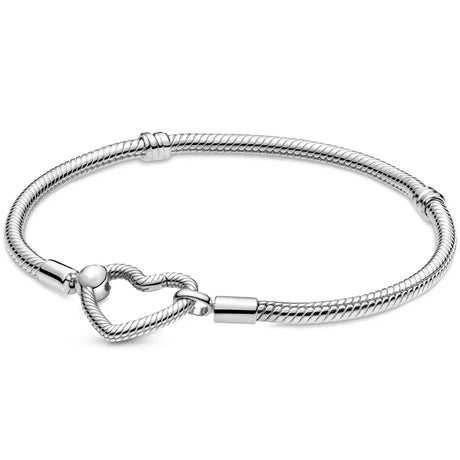 New 925 Sterling Silver High Quality Womens Bangle Classic Bucket Clasp Bracelet Fit Original Charm Bead Pendant Jewelry DIY