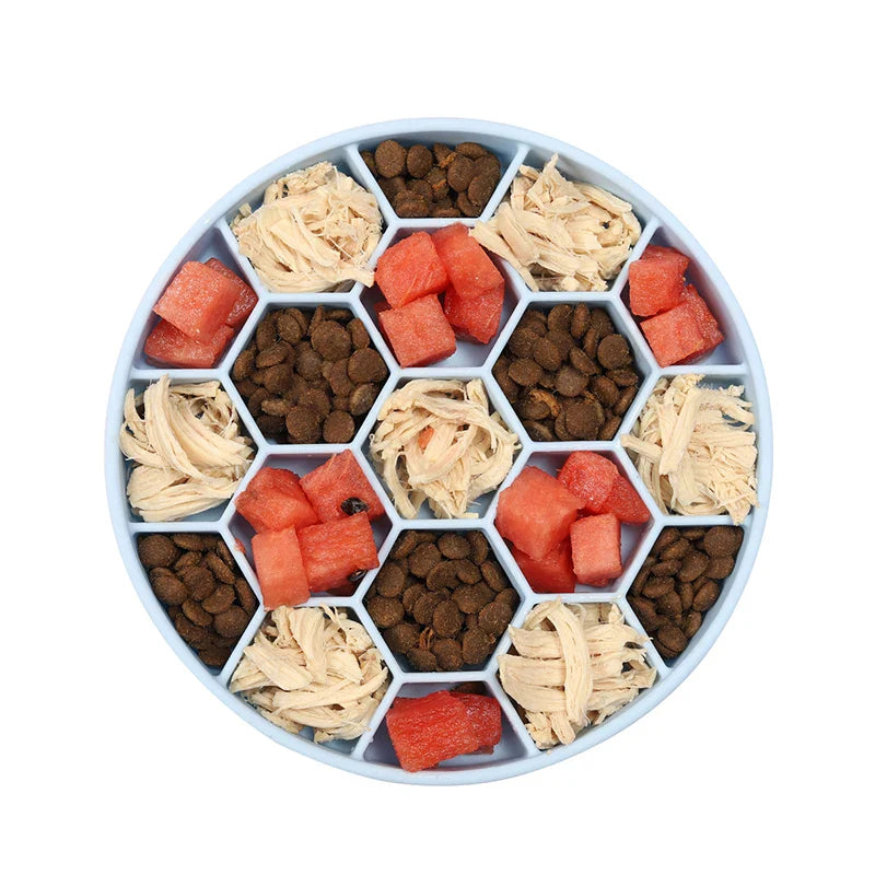 Pet honeycomb slow food bowl dog choking bowl antiskid dog bowl silicone suction cup slow food bowl Pet supplies accessories