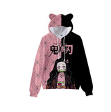 Anime Demon Slayer Hoodies Women Cat Ears Cartoon Sweatshirt Tops Kamado Nezuko 3D Harajuku Boys Girls Cosplay Costume Pullover