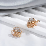 Kinel New 585 Rose Gold With Natural Zircon Dangle Earrings Fashion Glossy Vintage Flower Ethnic Bride Daily Fine Jewelry