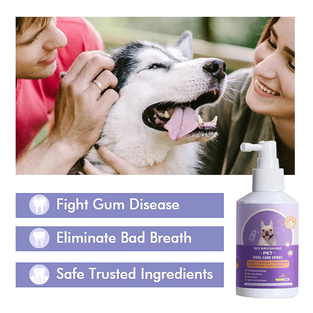 50ml Pet Oral Cleanse Spray Dogs Cats Teeth Clean Deodorant Non-irritating Prevent Calculus Remove Kitten Bad Breath Pet Supplie