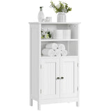 5-Tier Wooden Bathroom Floor Cabinet, White  Storage Shelf Organizer Cabinet  Bath Kitchen