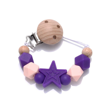 Baby Pentagram Silicone Beads Pacifier Chain Wooden Teether Soothe Nipple Clip For Nursing Chew Toys Gifts Dummy Holder Chain