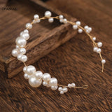 Bridal Sweet Headband Headpieces Banquet Pearls Headdress Simple Chain Hair Vine For Banquet Wedding Masquerade Hair Jewelry