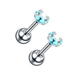 2PCS Small Ear Studs Earrings Cartilage Earrings Colorful Shiny Zircon Titanium Steel Anti-allergic 16G Fashion Jewelry Women