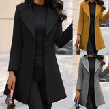 Women's Trench Coat Button Long Jacket Overcoat Winter Warm Slim Outwear Tops Plus Size Clothes 2023