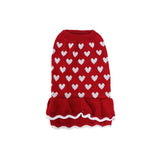 Pet Sweater Love Heart Red Skirt Round-neck Slim Pet Clothes Warm Knit Clothes for Dog Cat Holiday Clothes for Cat Dogs Apparels