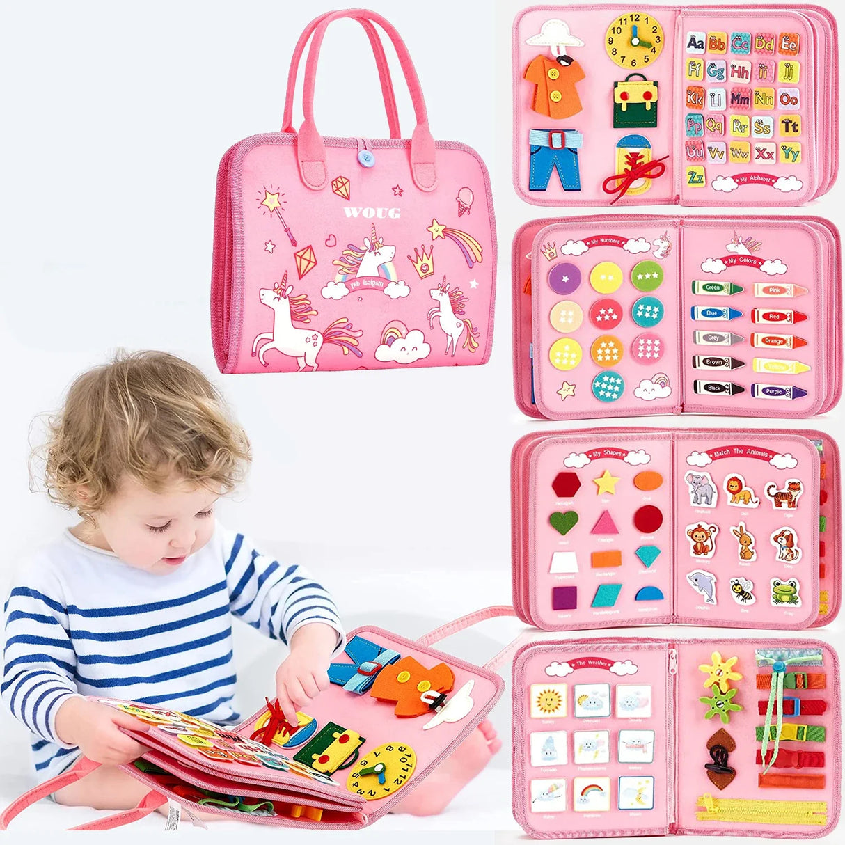 Toddler Montessori Busy Board  Activities Education Toys Basic Dress Motor Skills Baby Travel Learning Toys For Christmas Gift