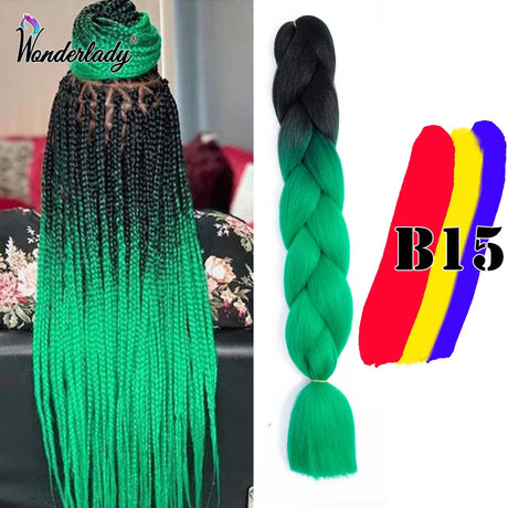 WonderLady 255 Color Long Colored Braiding Hair Jumbo Braids DIY Hairstyle Ombre Synthetic Hair Extensions For Women Braiding