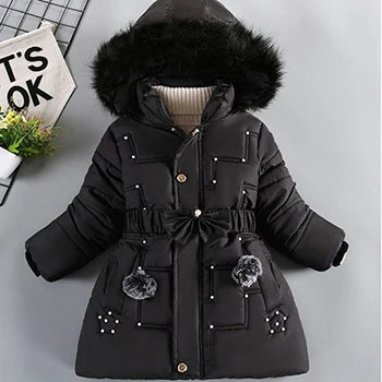 Big Size Winter Girls Jackets Keep Warm Thicken Christmas Coat Autumn Hooded Zipper Waterproof Outerwear Kids Clothes 3-12 Years