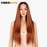 FREEDOM Synthetic Lace Front Wig For Black Women Long Straight Middle Part Wig High Temperature Red Blonde Ginger Cosplay Wigs