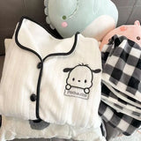 Pochacco Flannel Home Suit Coat Velvet Home Suit Coat Kawaii Pajama Sanrio Animation Derivatives Peripheral Products