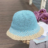 Gradient Straw Fisherman Hat Ladies Sweet Summer Sun Protection Simple Bucket Hat Temperament Elegant Wild Fashion Beach Sun Hat