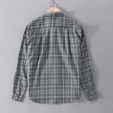 American Retro Men's Tooling Plaid Shirt Fashion Double Pocket Long Sleeve Casual Streetwear Male Cargo Blouses Tops