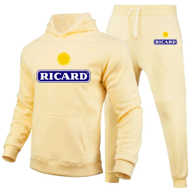 Ricard Men's Sweatshirt +Pants 2 Piece Set Casual Sportswear Hoodies Wear Autumn And Winter New Sportswear Suit Hot