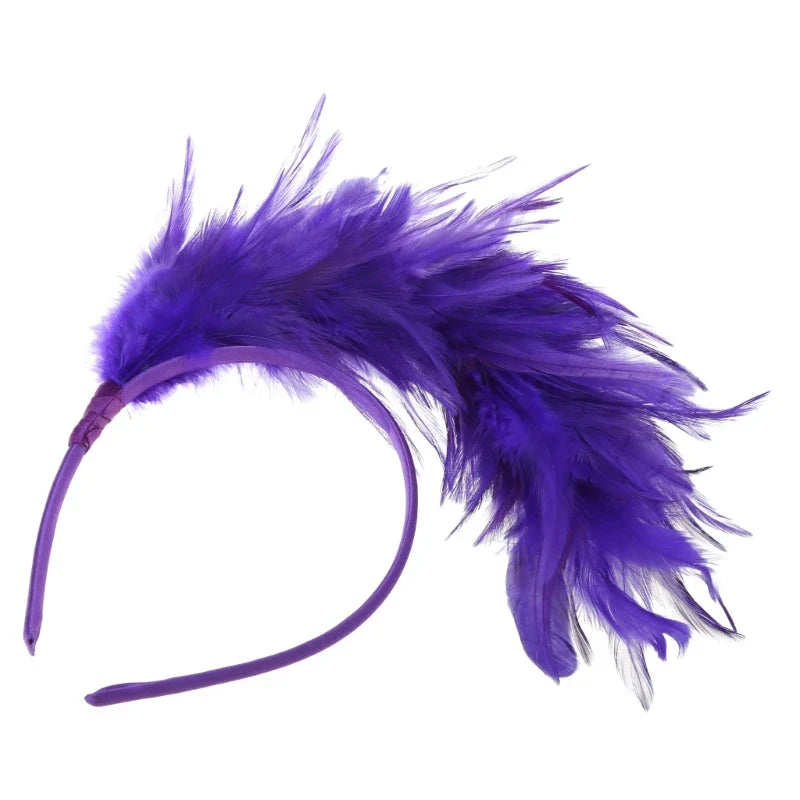 Feather Headband 1920s Mardi Gras Headband Flapper Feather Headband Flapper Headpiece Burlesque Headpiece With Feathers